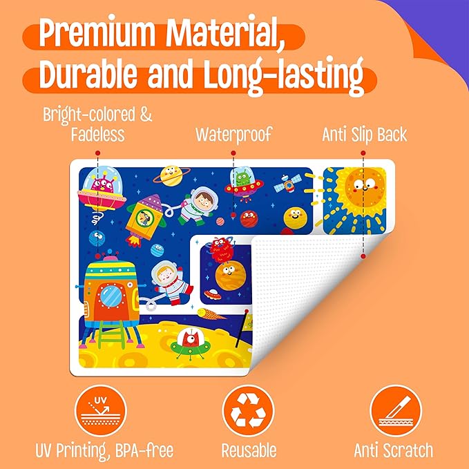 6 Pack Placemats for Kids, Non-Slip Washable, Reusable Animals, Ocean Themed - Image 4