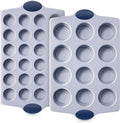 BRONYPRO 2-Pack 12 Cup and Mini 24 Cup Non Toxic Nonstick Ceramic Muffin Pan & by Bronypro