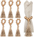 6 Pieces Wooden Bead Napkin Rings, Wooden Bead Easter Farmhouse Napkin Rings by Unknown
