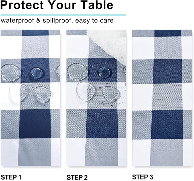 Checkered Tablecloth, 2 Pack, 54 x 80 inch, Stain and Wrinkle Resistant - Image 3