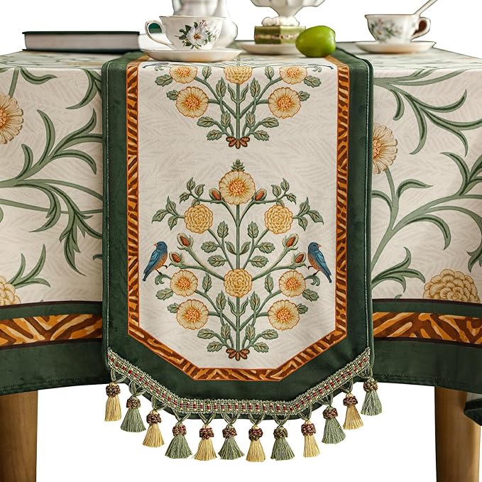 Patdrea Designer Elegant French Velvet Table Runner, Thanksgiving Dining Table by patdrea