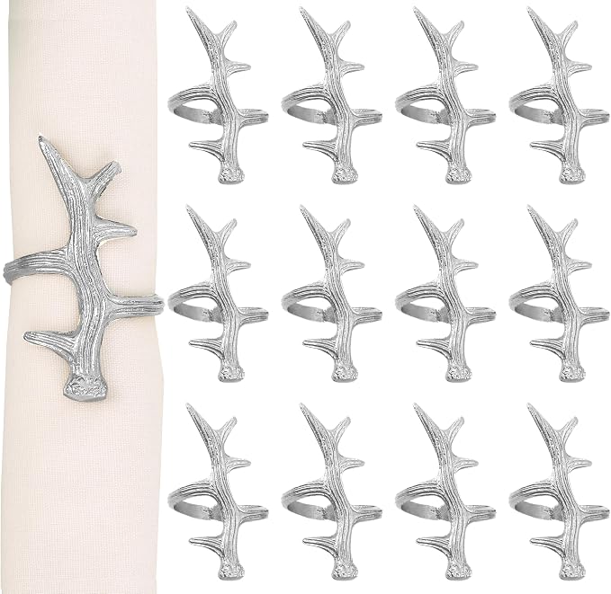 Set of 12 Antler Napkin Rings for Dining Table Décor by ALPHALivingHOME