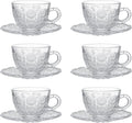 Glass Teacups and Saucers Set of 6, Vintage Coffee Mugs by GURUDAR
