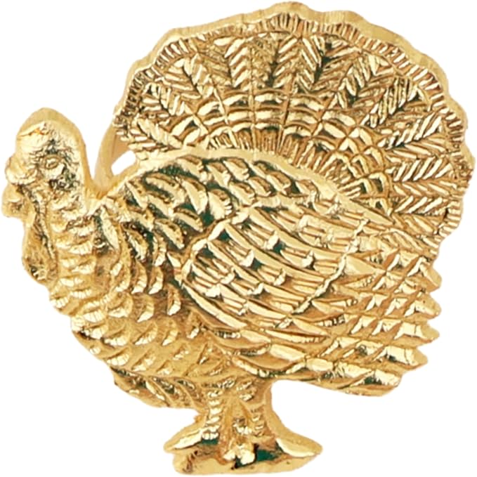 Napkin Rings Set of 12, Metal Napkin Holder Cuffs for Dinner Table Décor, Thanksgiving Turkey Bird Farmhouse Modern Serviette Rings for Christmas, Weddings, Receptions, Gold - CLEENTABLE