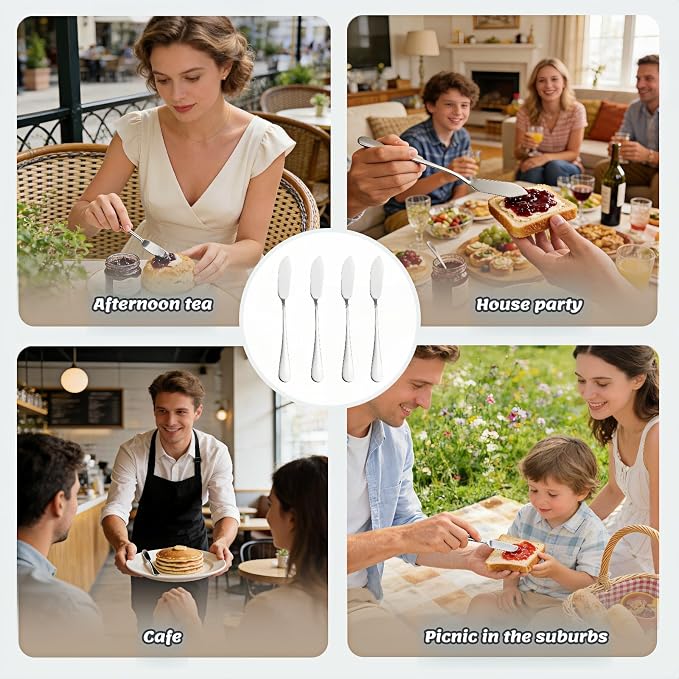 Stainless Steel Butter Knife Set, Mirror Polished, 5.83 Inch, Dishwasher Safe - Image 6