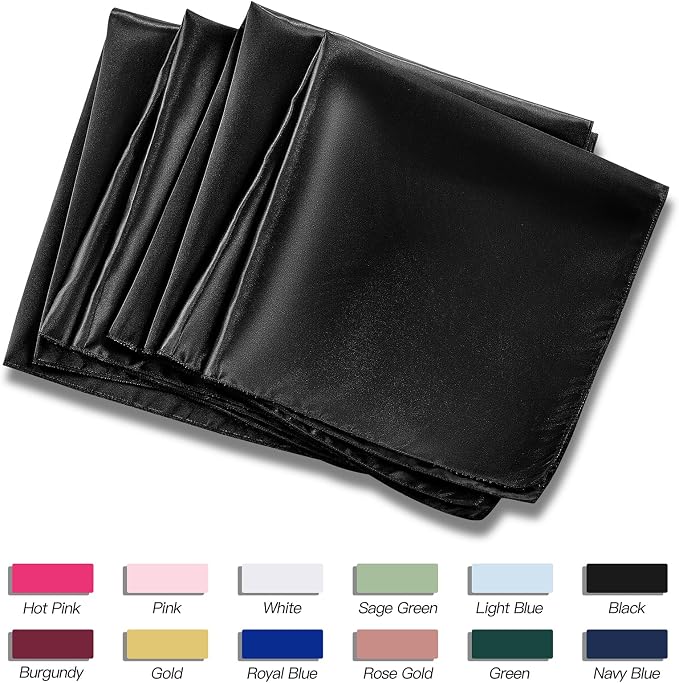 P Pothuiny 24 Pcs Black Satin Napkins 17 x 17 Inch, Satin Cloth Napkins | - Image 6