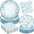 180Pcs Blue Seashell Starfish Coral Plates and Napkins Set, Serves 60 | by Osonm