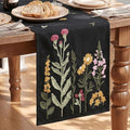 Artoid Mode Black Soft Chain Embroidery Wild Floral Spring Table Runner by ArtoidMode
