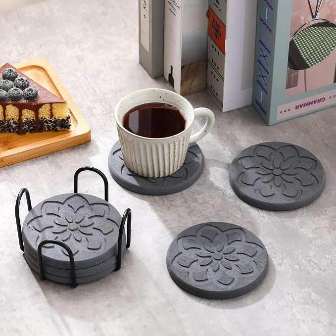 6 Pcs Diatomaceous Earth Absorbent Coasters - Image 4