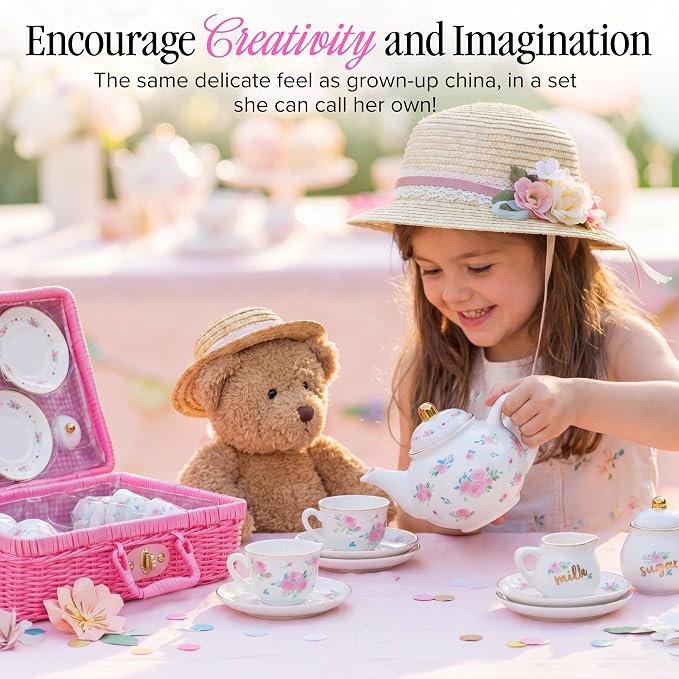 Giggle & Honey® Floral Porcelain Tea Set - Image 4