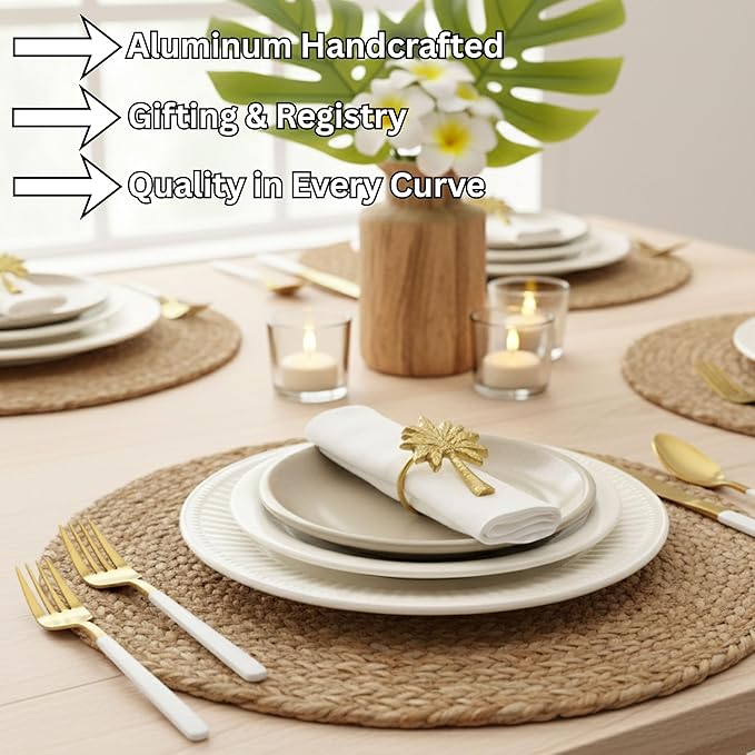 Napkin Ring Set of 12, Fall Thanksgiving Christmas Napkin Rings, Festival Metal Napkin Rings Holders, Napkin Ring Bulk for Wedding, Party, Elegant Table Settings Gift Ideas (Gold) - ALPHA Living HOME