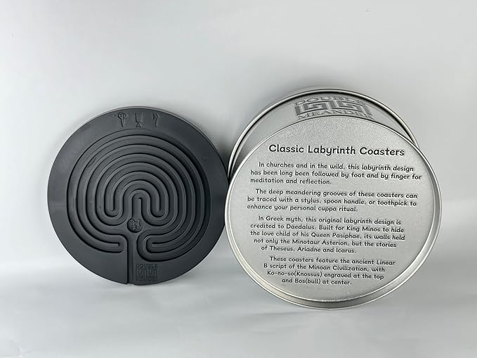 Classic Labyrinth Multi-Color Silicone Coasters - Set of 8 Non-Slip, Heat-Resistant Drink Coasters for Coffee, Tea, and Glasses - Durable, Easy to Clean, Decorative Tabletop Protection