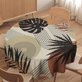 Boho Medieval Abstract Leaves Round Tablecloth, Mid Century Modern Bohemian Style Print Tablecloth for Home Party Dining Room Kitchen Decor 50Inch(127cm)
