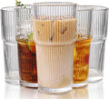 Set of 6 Oversize Ribbed Glassware, 20oz Vintage Clear Glass Tumbler, Large by WeirdUncle