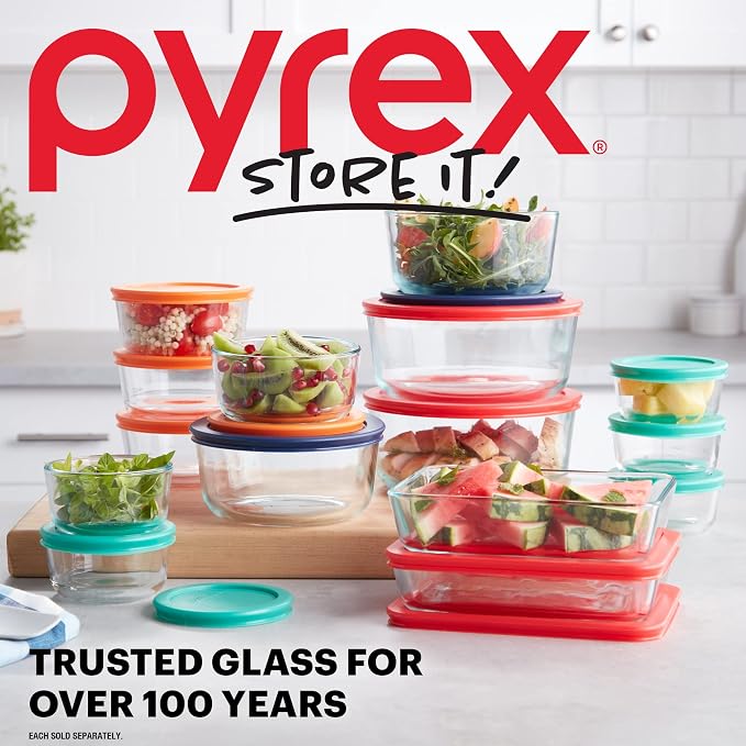 Pyrex Simply Store Glass Food Storage Container, Snug Fit Non-Toxic Plastic - Image 5