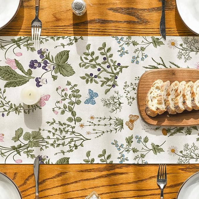 Artoid Mode Wildflowers Floral Spring Table Runner, Seasonal Summer Butterfly - Image 7