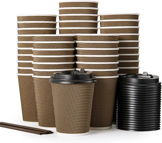 LITOPAK 80 Pack 12 oz Disposabel Paper Cups, Coffee Cups by LITOPAK