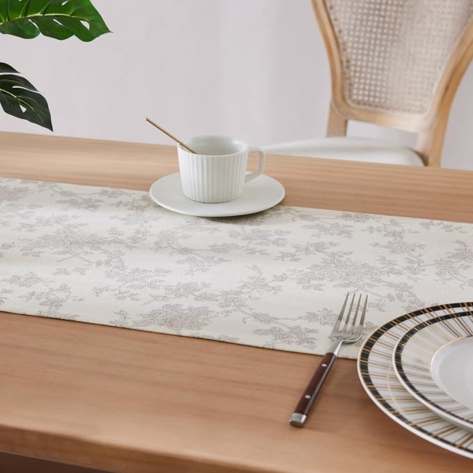French Pastoral Farmhouse Table Runners, 13x90 Inch Grey | 100% Organic Cotton - Image 5