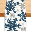 Blue Christmas Winter Table Runner, Xmas Dinning Decor | Sliver Snowflakes by Unknown