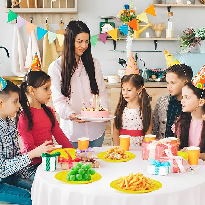 WELLIFE Yellow Party Plates 7 Inch -150 Count, Plastic Disposable Dessert Plates for Party Easter Mother's Day Cake Appetizers Salad Picnic BBQ