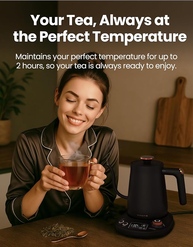 Viante Electric Gooseneck Kettle 0.8L, Pour Over Coffee & Tea, Temp Control | - Image 4