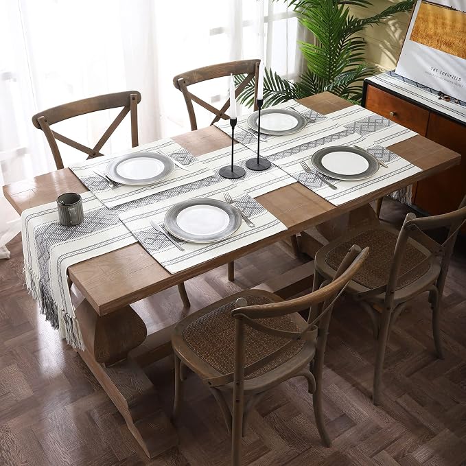 Woven Table Runners Farmhouse Style, Boho Table Runners 108 inches Long - Image 6