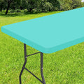 Smiry Rectangle Tablecloth, Elastic Fitted Flannel Backed Vinyl Tablecloths for 8ft Folding Tables, Waterproof Wipeable Table Covers for Indoor, Outdoor, Picnic and Camping (Teal, 30"x96")