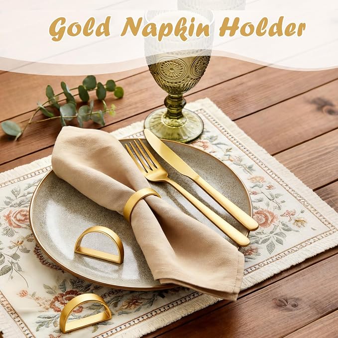 Napkin Rings Set of 12 Gold Napkin Holder Buckles | Napkin Ring Bulk - Image 2