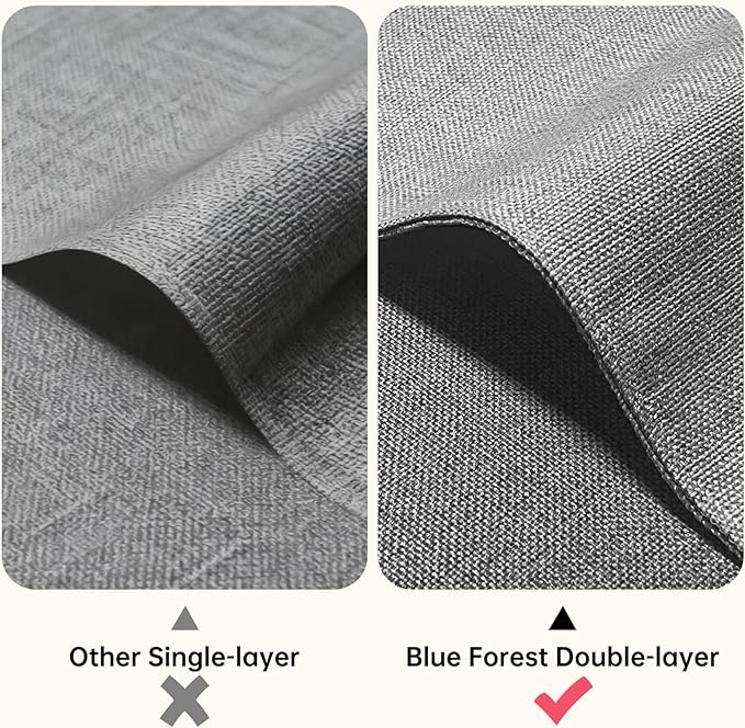 Blue Forest Placemats Set of 8, Dual-Layered Thickened Faux Linen Table Mats Heat Resistant Machine Washable Wrinkle Free Place Mats for Kitchen Dining Outdoor/Indoor (Light Grey)