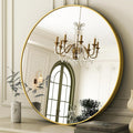 36 Inch Round Bathroom Mirror - Gold Wall Mounted Circle Mirror with Metal Frame, Modern Round Hanging Mirror Suitable for Bathroom, Vanity, Entryway, Living Room