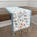 Floral Table Runner with Tassel Edges, Cotton Blend Decorative Runner by QGENUINE