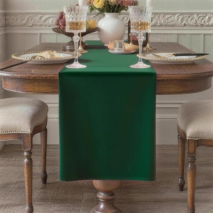 Green Table Runner, Waterproof Washable Runners 36 Inches Long | Reusable 12x36 by KAIPHO