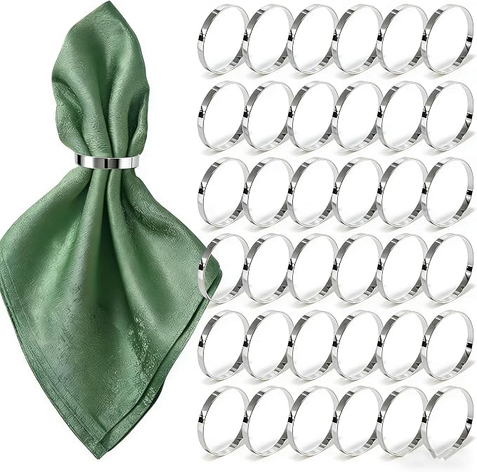 100 Pcs Silver Napkin Rings Bulk, Exquisite Round Napkin Ring Buckles, Suitable by YMGN