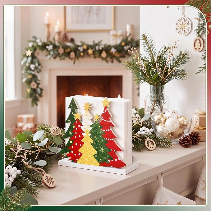Christmas Tree Napkin Holder for Tables Classical Red and Green Christmas Tree - Image 5