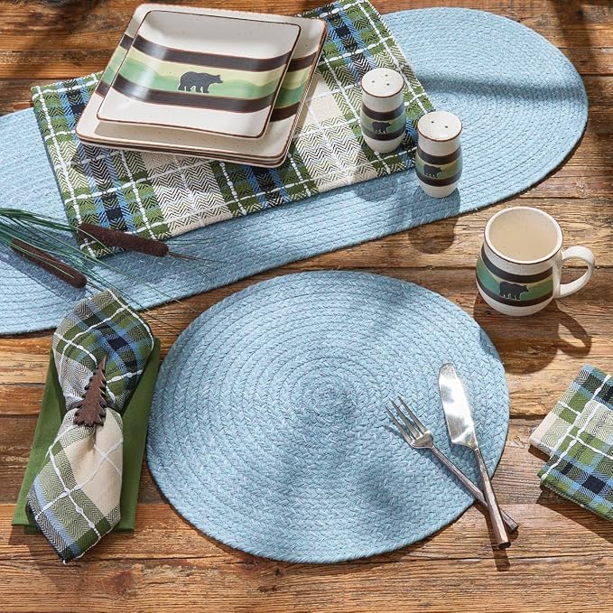 Park Designs Spice Island Table Runner 15" x 36", Braided Blue | Cotton | - Image 3