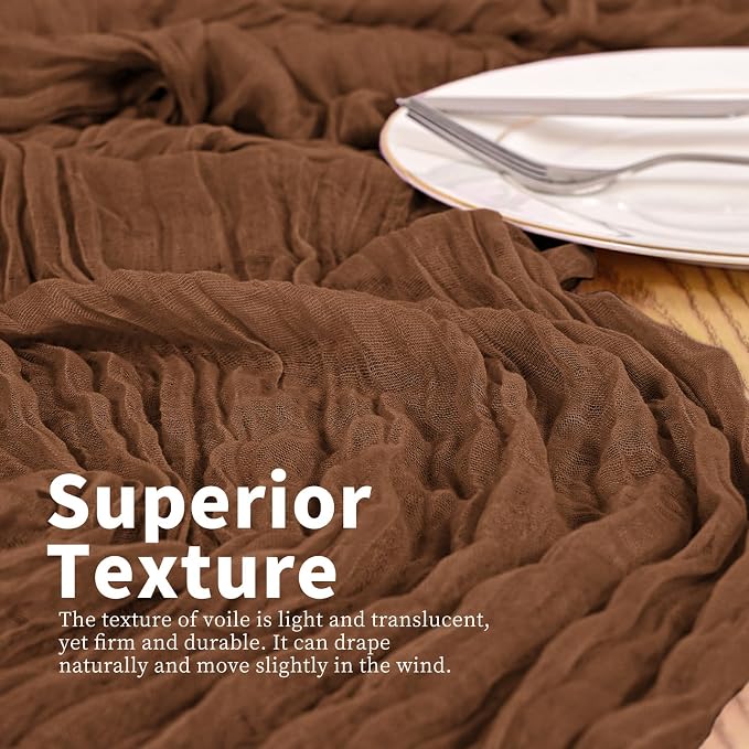 8 Pack Brown Table Runner 17 x 108inch Cheesecloth Table Runner Boho Gauze - Image 2