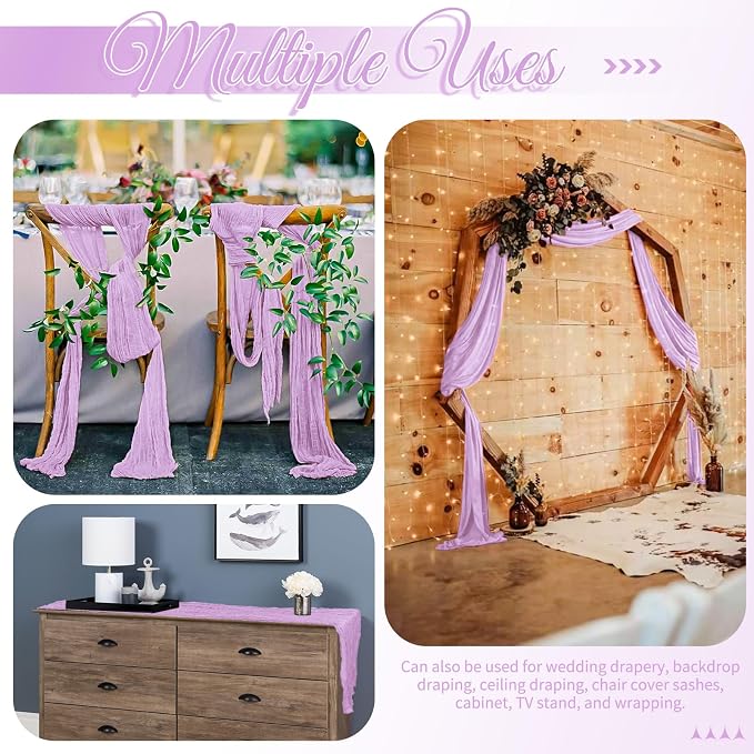 15 Pack Lavender Table Runner 17 x 108inch Cheesecloth Table Runner Boho Gauze - Image 5