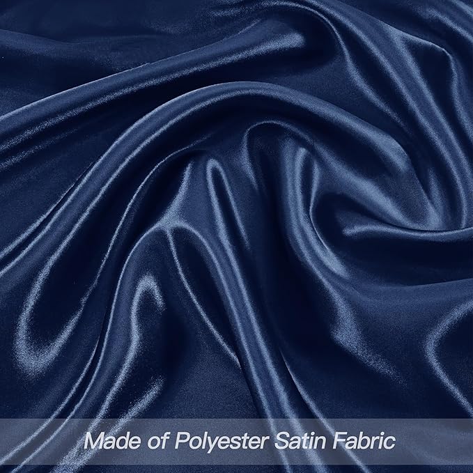P Pothuiny 50 Pcs Navy Blue Satin Napkins 17 x 17 Inch, Satin Cloth Napkins | - Image 4