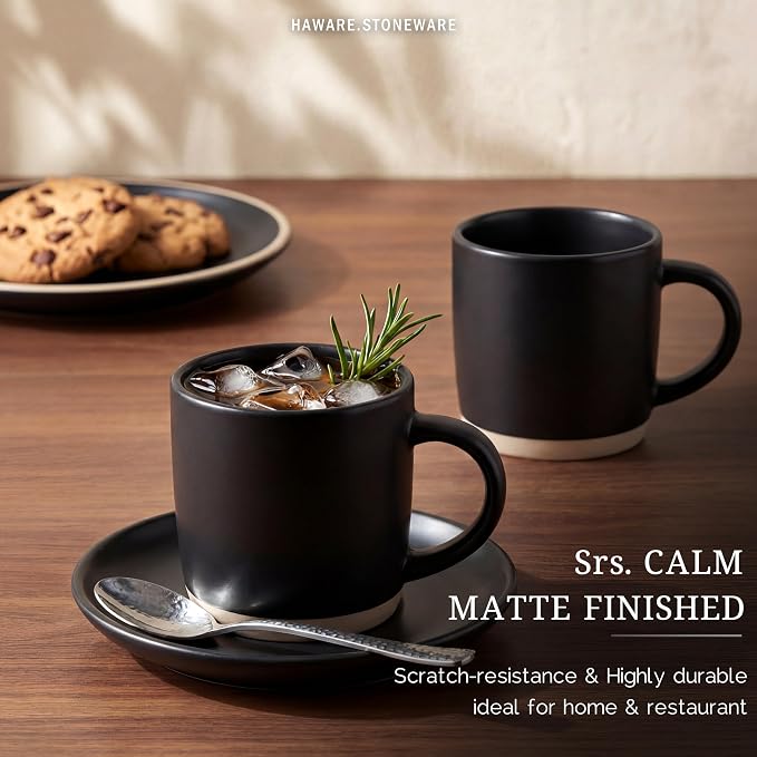 HaWare 13OZ Coffee Mugs Set of 4, Stoneware Coffee Cups | Ceramic Latte Mug - Image 6