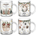 Tioncy 4 Pcs Christmas Coffee Mugs 12 oz Glass Mugs Set by Tioncy