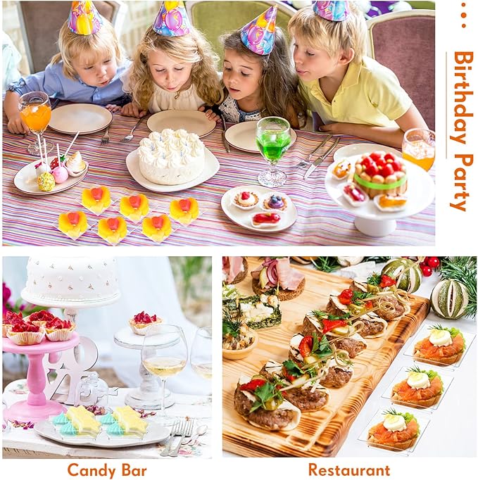 200 Pieces Mini Square Dessert Plates 2.5 x 2.5 Inch Disposable Appetizer Plates Small Clear Plastic Dish for Dessert Salad Appetizer Sauces Tastings Cake Wedding Party Serving (Clear)