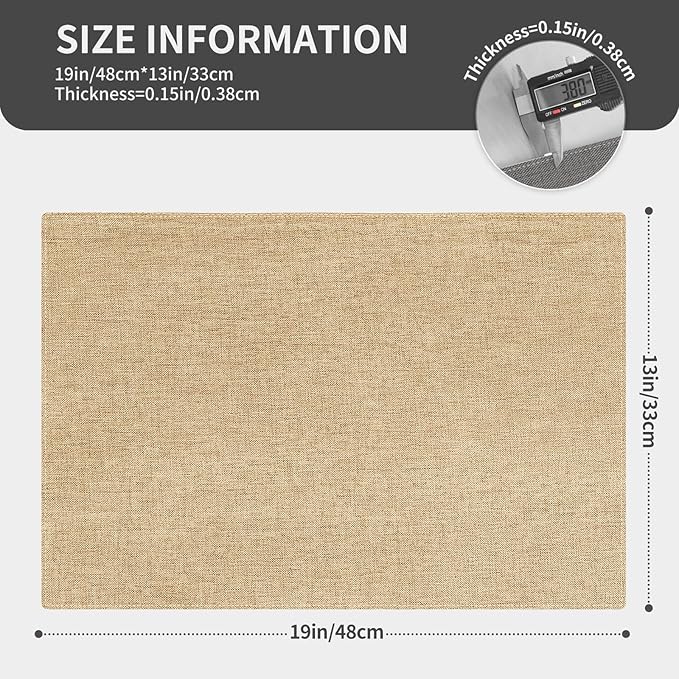 Cloth Placemats, Set of 4 Heat-Resistant Cotton Linen Blend Double Layered Machine Washable Place Mats, Wrinkle Free Thick Fabric Dining Table Mats for Indoors & Outdoors (Cream Beige, 4)