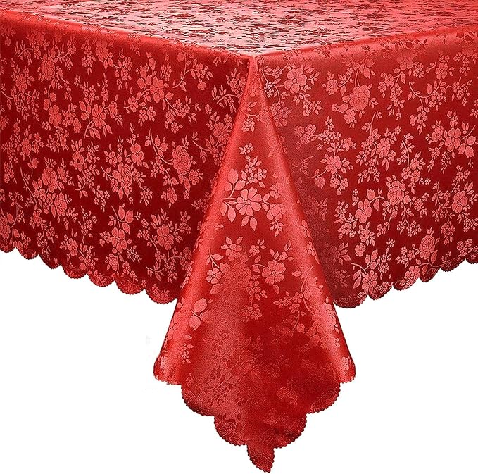 Smiry Rectangle Table Cloth, Waterproof Heavy Duty Vinyl Tablecloths, Wipeable Washable Table Cover for Kitchen and Dining Room (Red, 70" X 120")