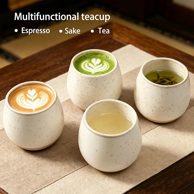 4pcs Japanese Tea Cups, 5.5OZ Vintage Espresso Cups, Handless Design Small - Image 4