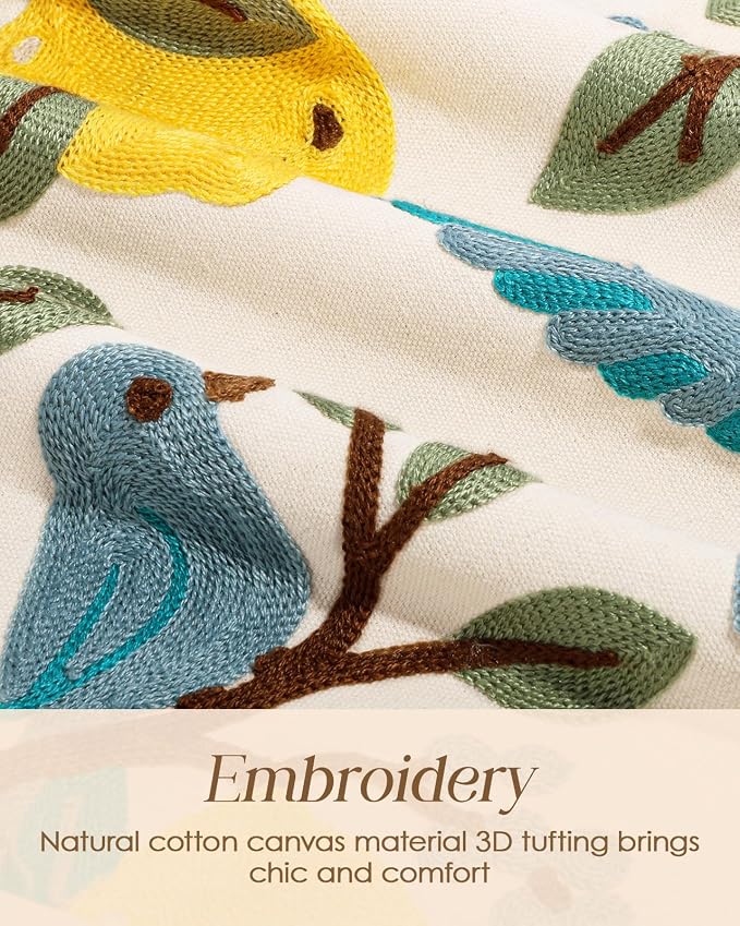 Canvas Embroidered Narrow 13"x 36" Table Runner, Lemon Bird | Exquisite - Image 2