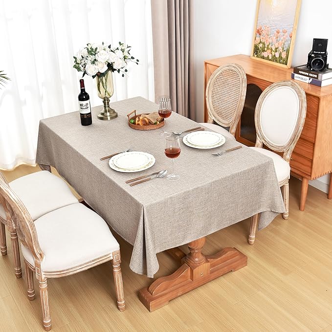 Fitable Square Linen Tablecloths 2 Pack, Linen Textured Fabric Table Clothes, Rustic Table Covers for Kitchen Dining, Party, Farmhouse (Nature, 54 x 54 Inch)