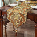 Elegant Floral Chenille Jacquard Table Runner Caramel Color by HeMiaor