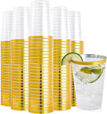 FOCUSLINE 200 Pack 12 oz Gold Rimmed Plastic Cups, Heavy-duty & Fancy by FOCUSLINE