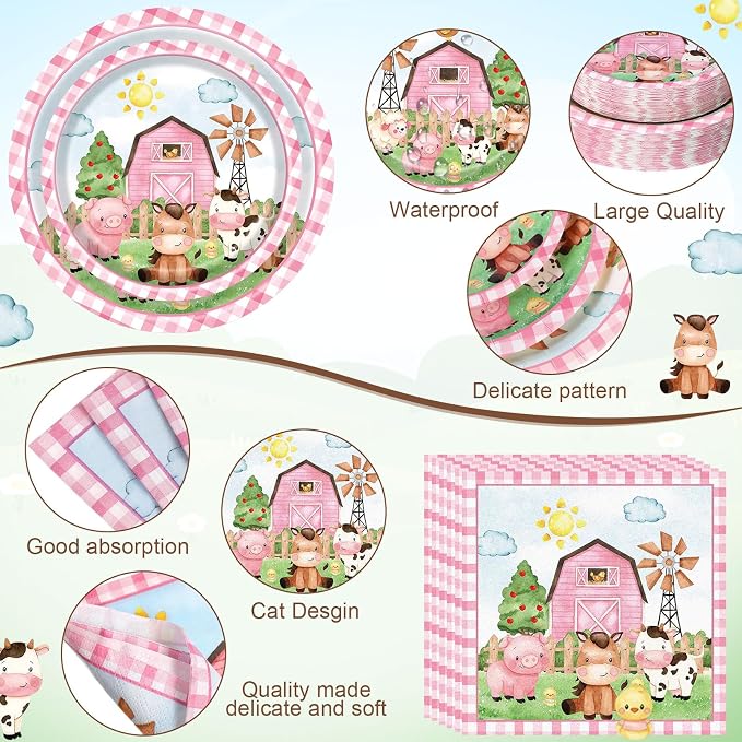 Funnymoom 250 Pcs Farm Animals Themed Party Decorations Barn Animal Paper - Image 3