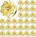 Hotop 24 Pcs Gold Napkin Rings Flower Napkin Holders Buckles Hollow Out Rhinestone Christmas Delicate Serviette Buckles for Thanksgiving Party Gathering Dinner Wedding Banquet Holiday Table Decor